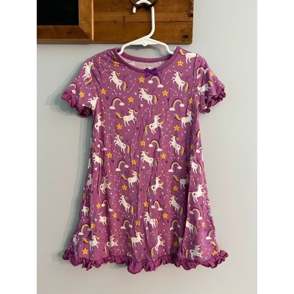 Toddler Girl 4T Bamboo Unicorn Rainbow Purple Nightgown